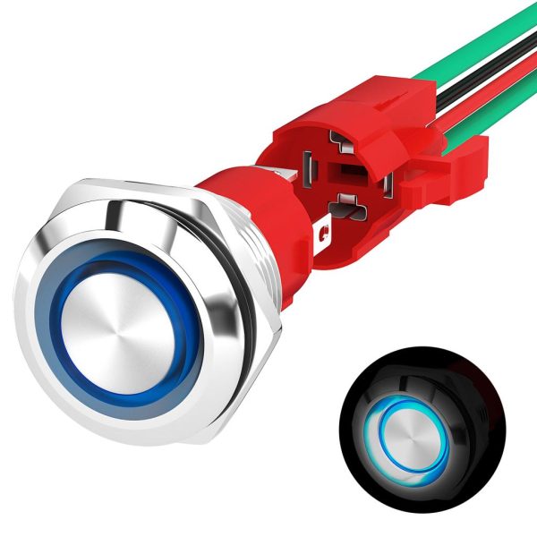 کلید فشاری حافظه دار مقاوم IP67 با قطر 19 میلیمتر 20A 12V