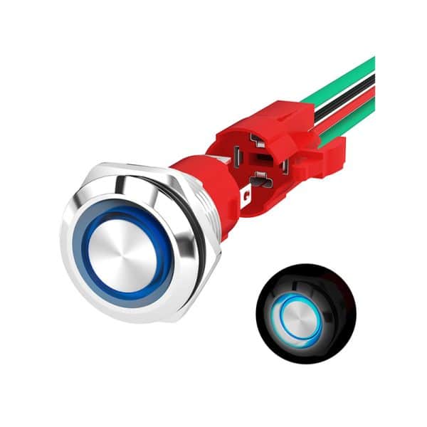 کلید فشاری حافظه دار مقاوم IP67 با قطر 19 میلیمتر 20A 12V