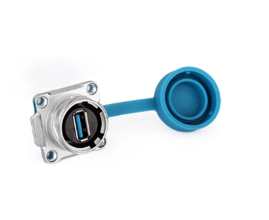 کانکتور USB 3.0 پنلی صنعتی ضد آب قفل شونده با درپوش سیلیکونی مدل DH24