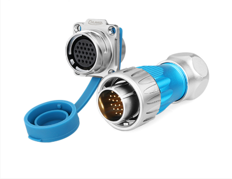 کانکتور 24 پین سیگنال ضد آب قفل شونده 500 ولت 5 آمپر IP67 ( پنلی نری- کابل خور مادگی)